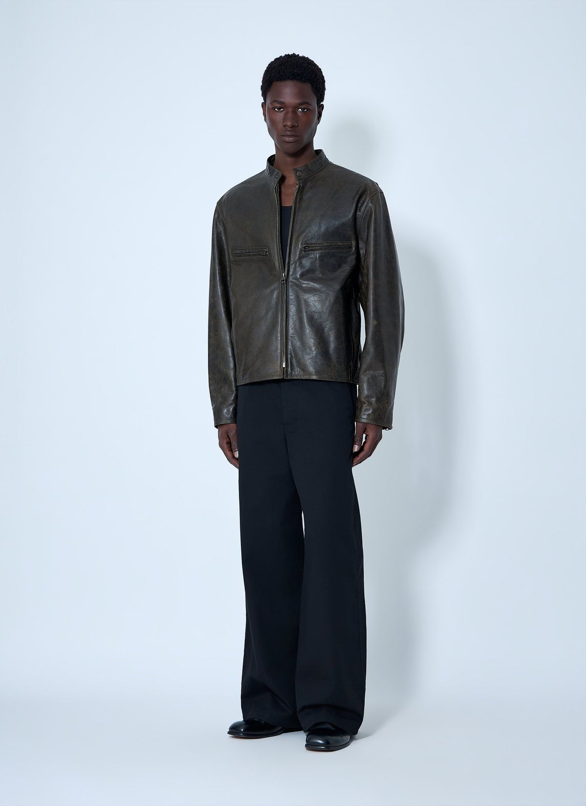 Lemaire Men Leather Zip Jacket