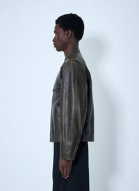Lemaire Men Leather Zip Jacket