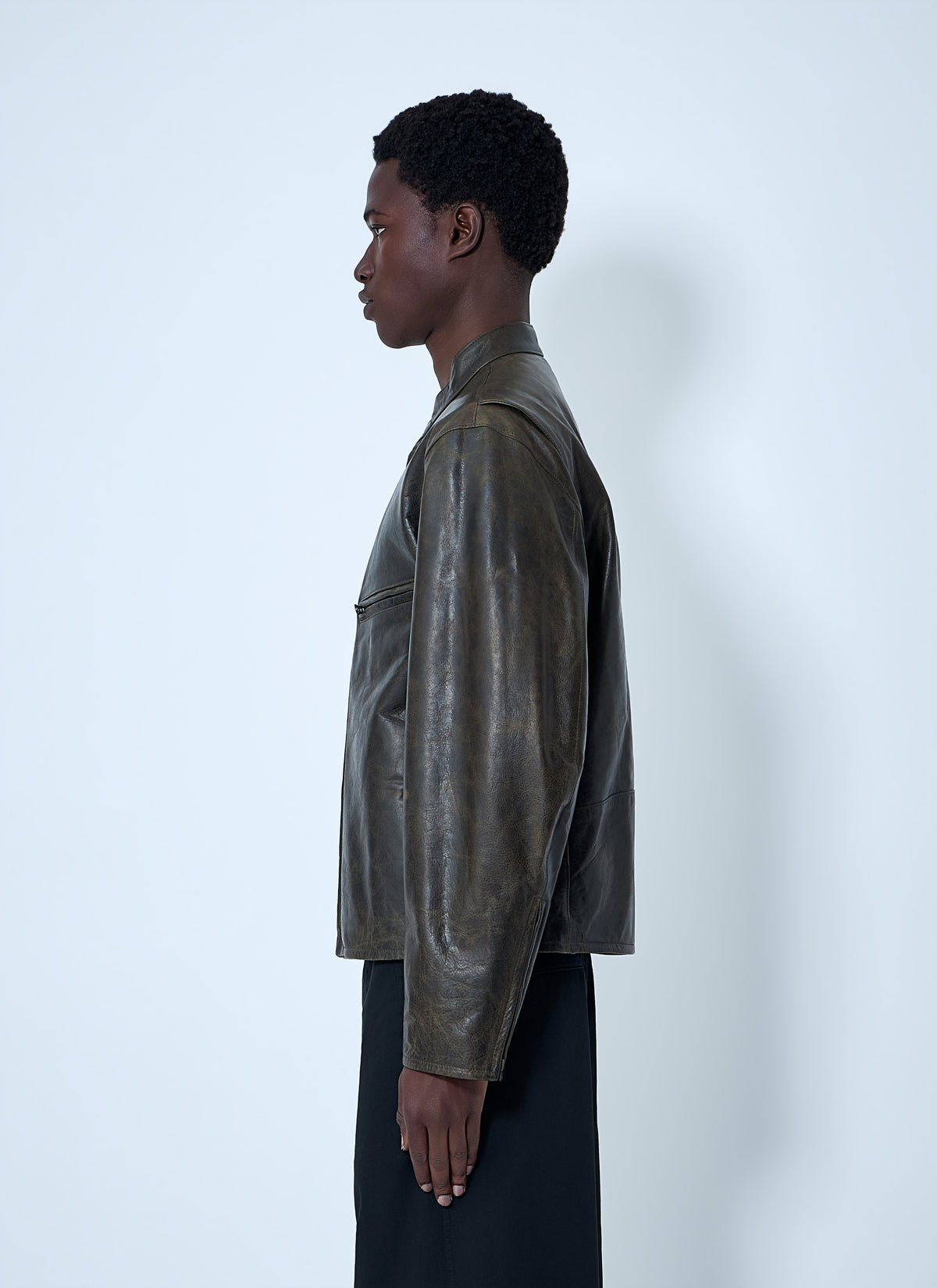 Lemaire Men Leather Zip Jacket