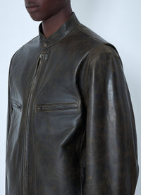 Lemaire Men Leather Zip Jacket