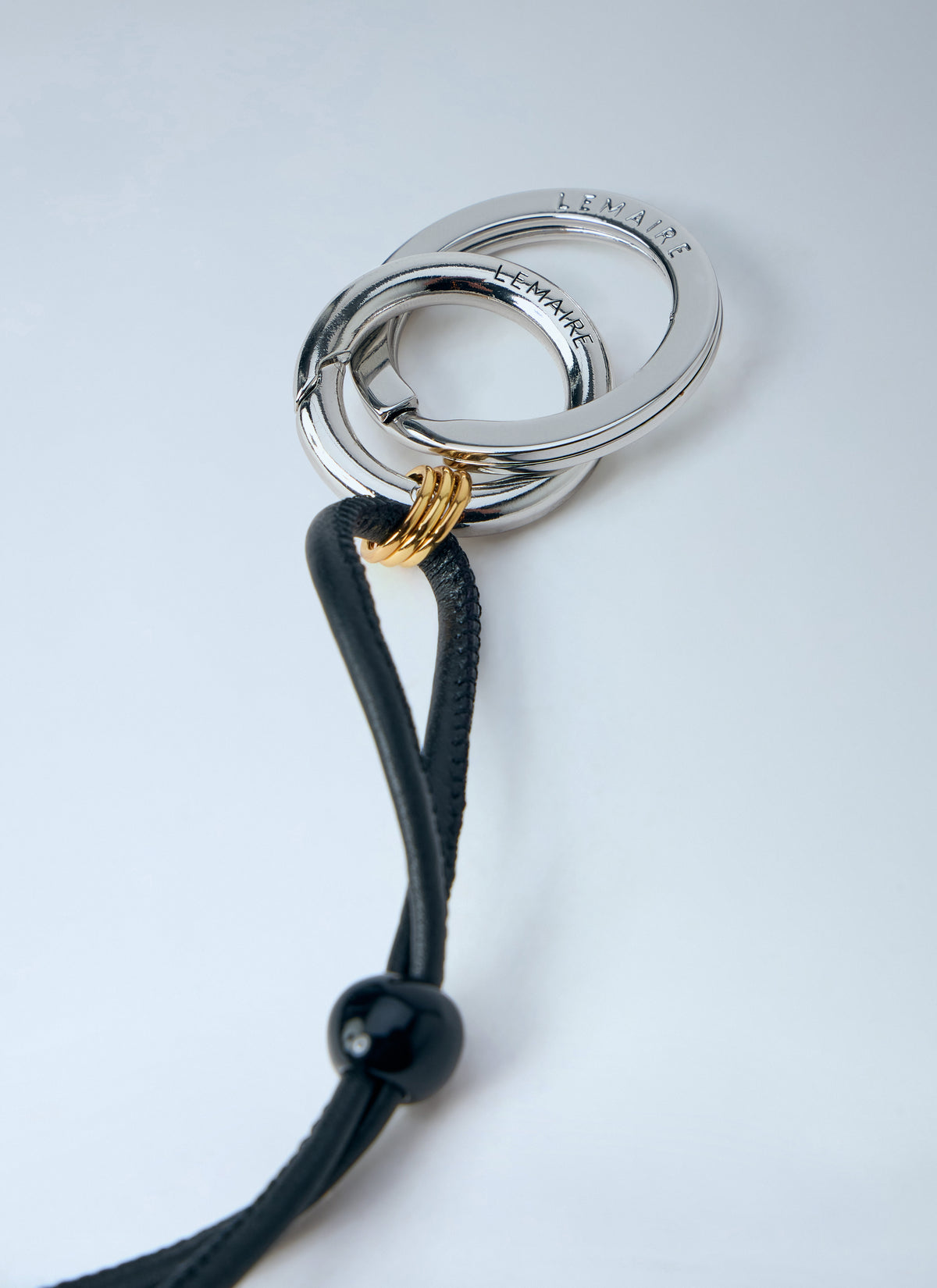 Lemaire Lemaire Men Black Stripes Pendulum Bag Charm