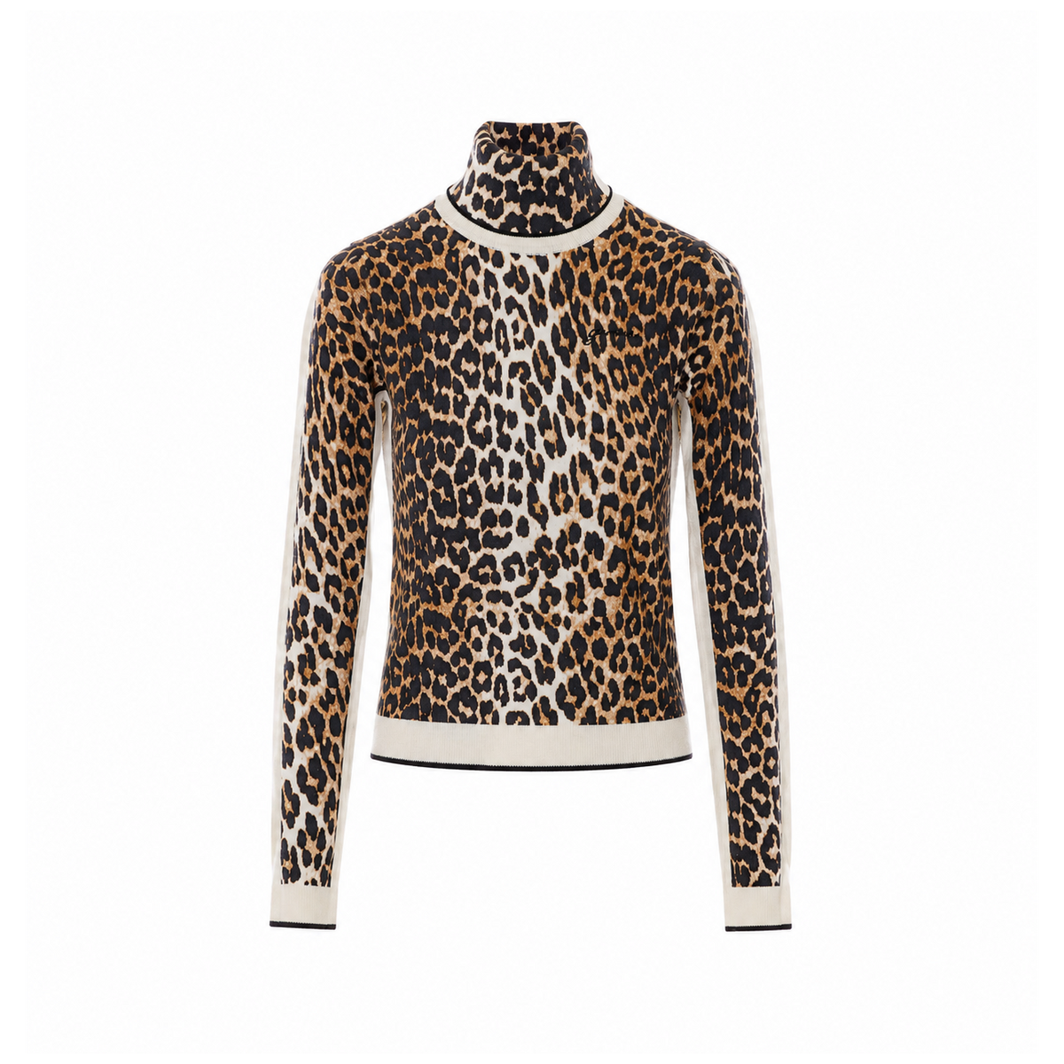 Ganni Women Leopard Print Turtleneck Sweater With Logo