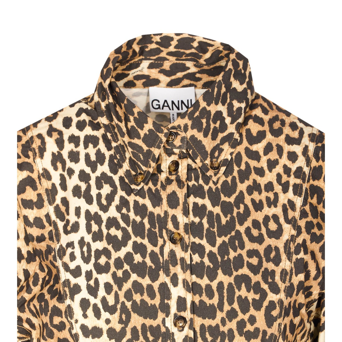 Ganni Women Leopard Shirt Dress