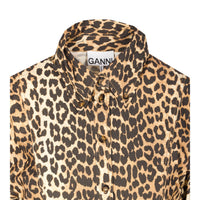 Ganni Women Leopard Shirt Dress
