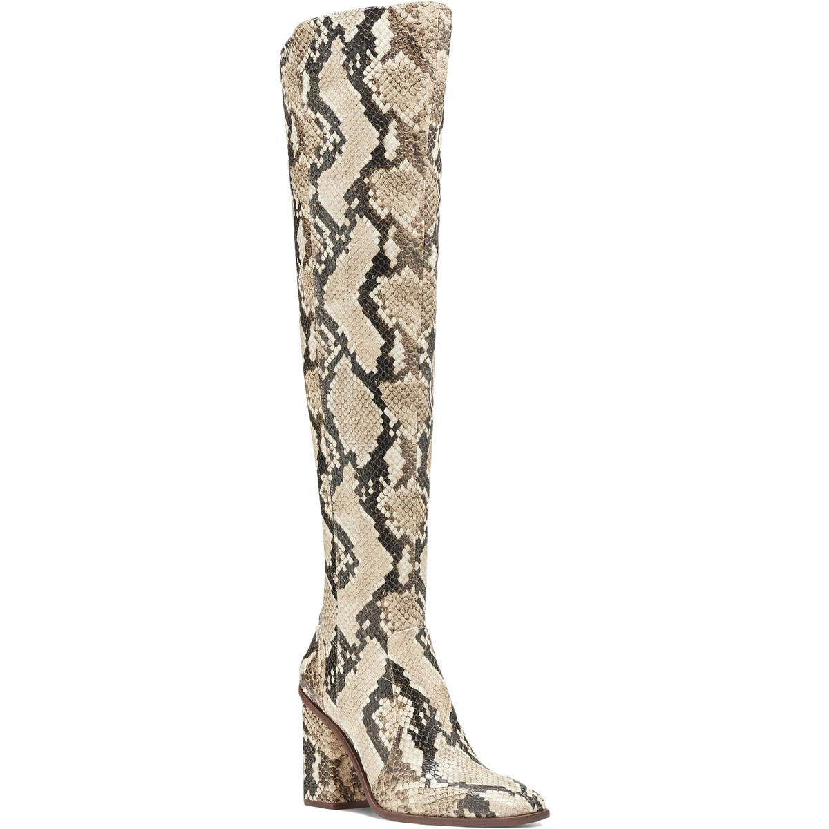 Dreven Womens Tall Over-The-Knee Boots 5.5 Medium Shortbread Desert Python STR P