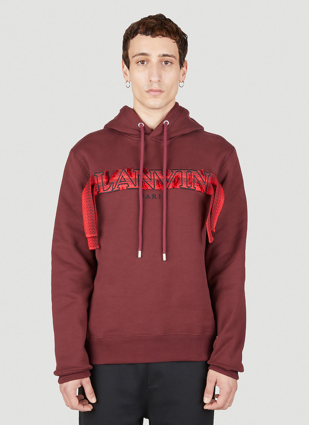 Lanvin Men Embroidered Logo Hooded Sweatshirt