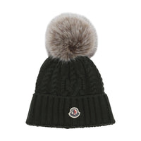 Moncler Moncler Women Logo Beanie With Pon Pon
