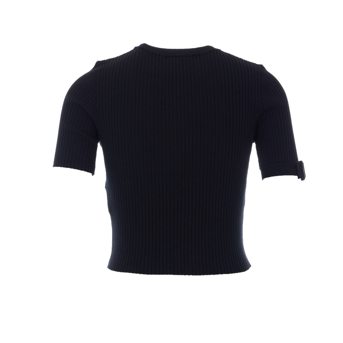Courreges Women Logo Buckle Rib Knit T-Shirt