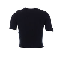 Courreges Women Logo Buckle Rib Knit T-Shirt