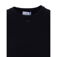 Courreges Women Logo Buckle Rib Knit T-Shirt