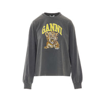 Ganni Ganni Women Logo Long Sleeves T-Shirt With Future Tiger Print