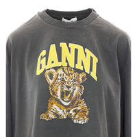 Ganni Ganni Women Logo Long Sleeves T-Shirt With Future Tiger Print