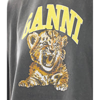 Ganni Ganni Women Logo Long Sleeves T-Shirt With Future Tiger Print