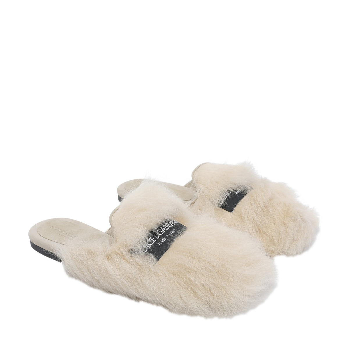 Dolce&Gabbana Dolce&Gabbana Women Logo Shearling And Suede Slippers