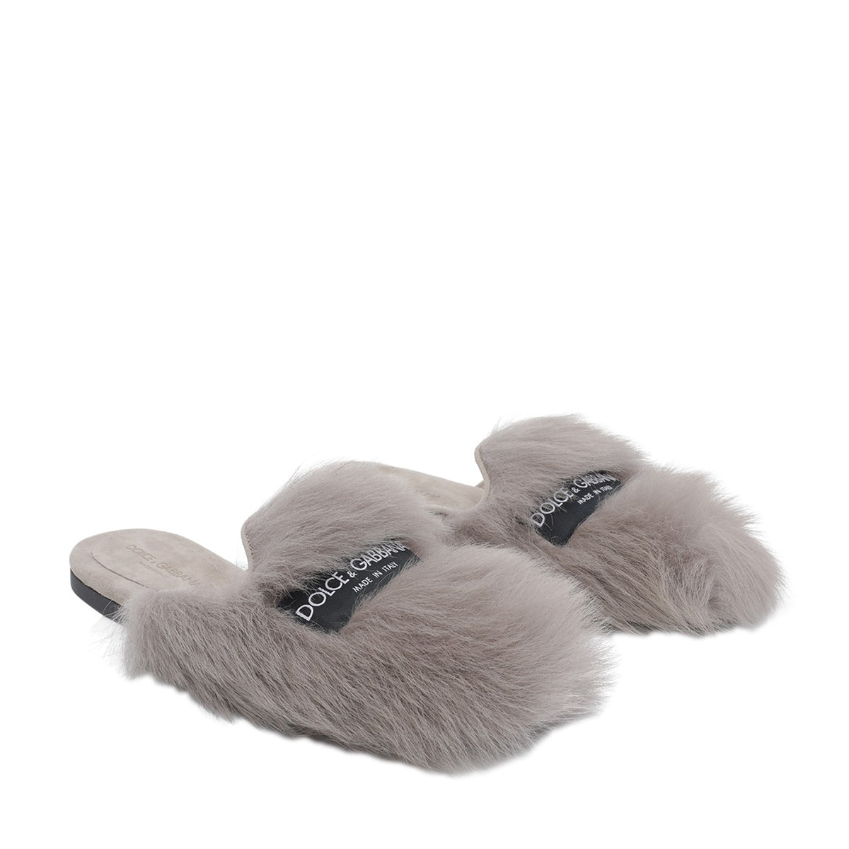Dolce&Gabbana Dolce&Gabbana Women Logo Shearling And Suede Slippers
