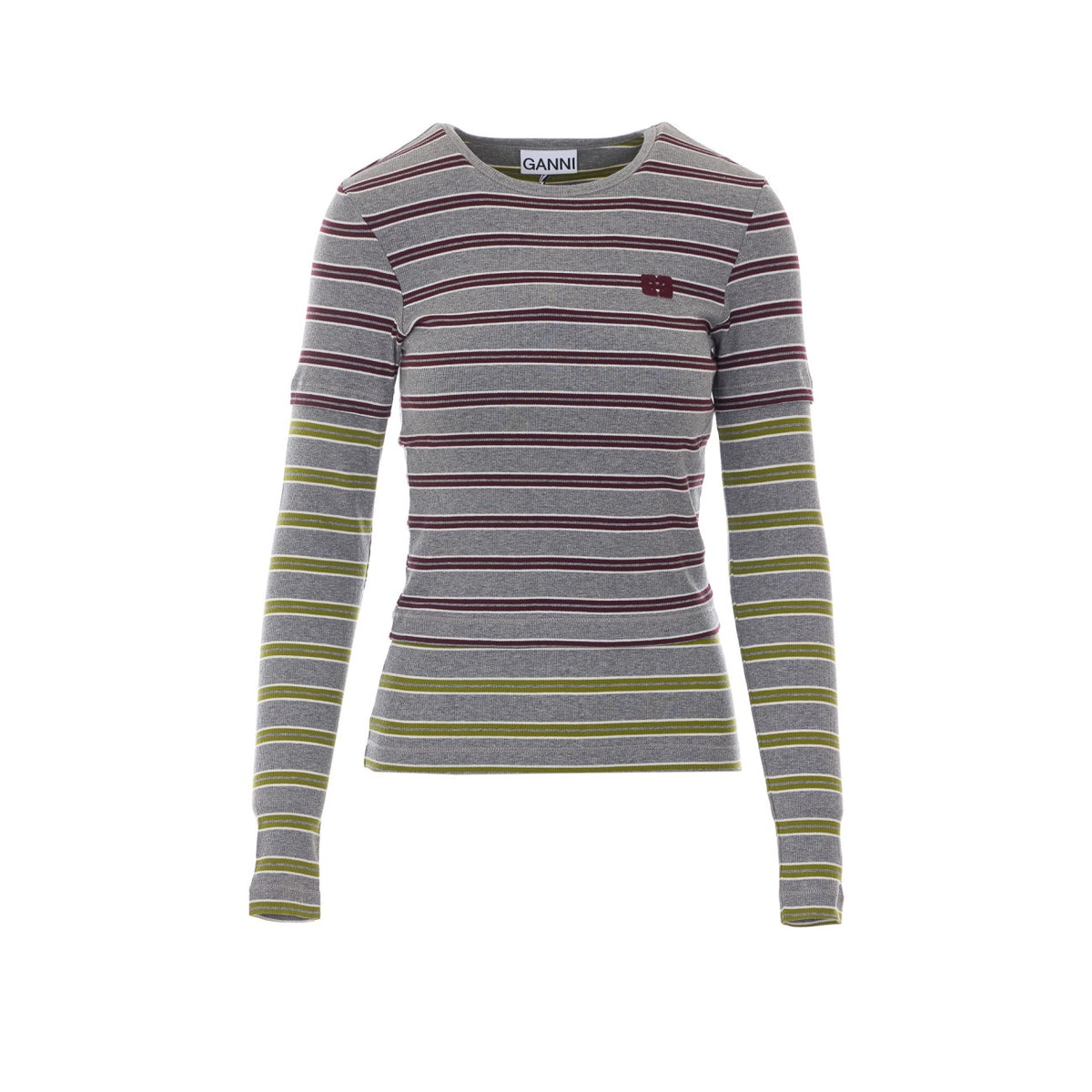 Ganni Ganni Women Logo Striped Long Sleeves Top