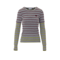 Ganni Ganni Women Logo Striped Long Sleeves Top