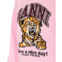 Ganni Ganni Women Logo Wool Jumper With Tiger Print