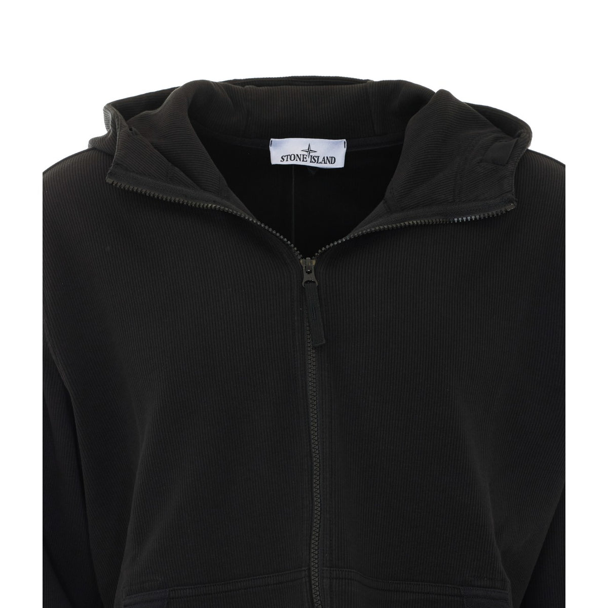 Stone Island Men Logo Zip Up Hoodie