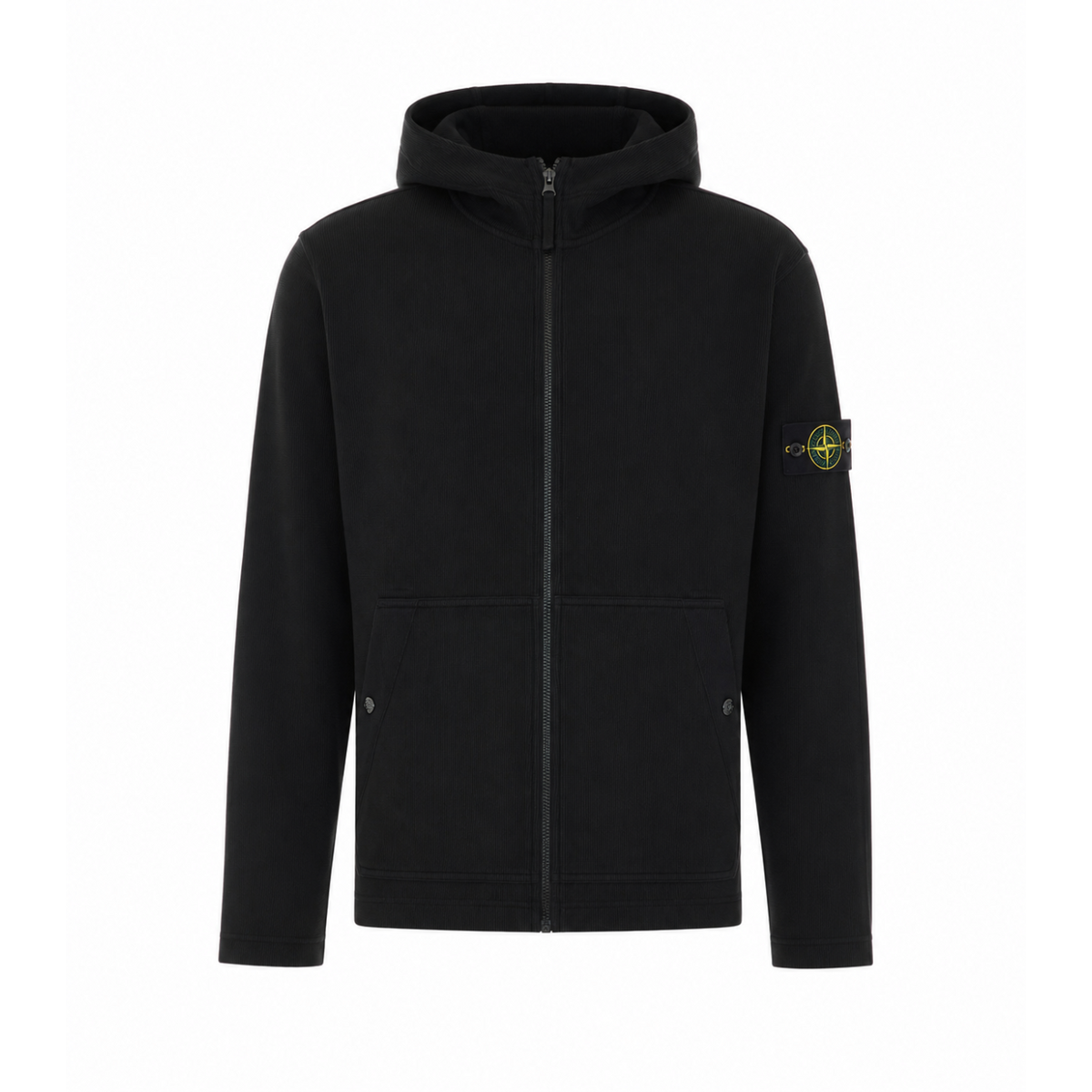 Stone Island Men Logo Zip Up Hoodie