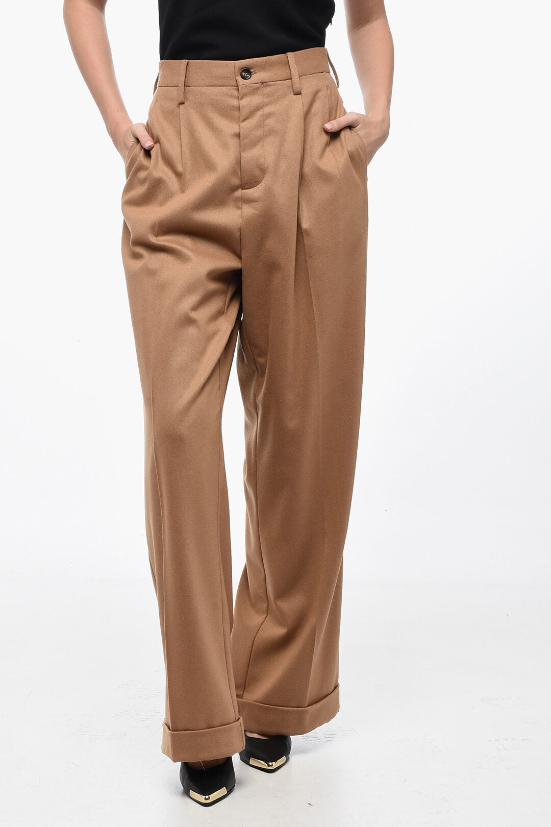 Marni Flannel Loose-fit Pants with Turn-ups