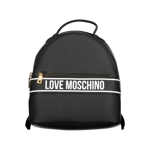 Love Moschino Chic Black Designer Backpack with Print Women's Detail