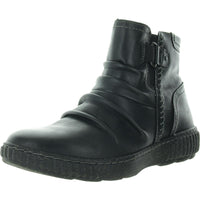 Caroline Orchid Womens Gathered Leather Booties 7 Wide Black Leather