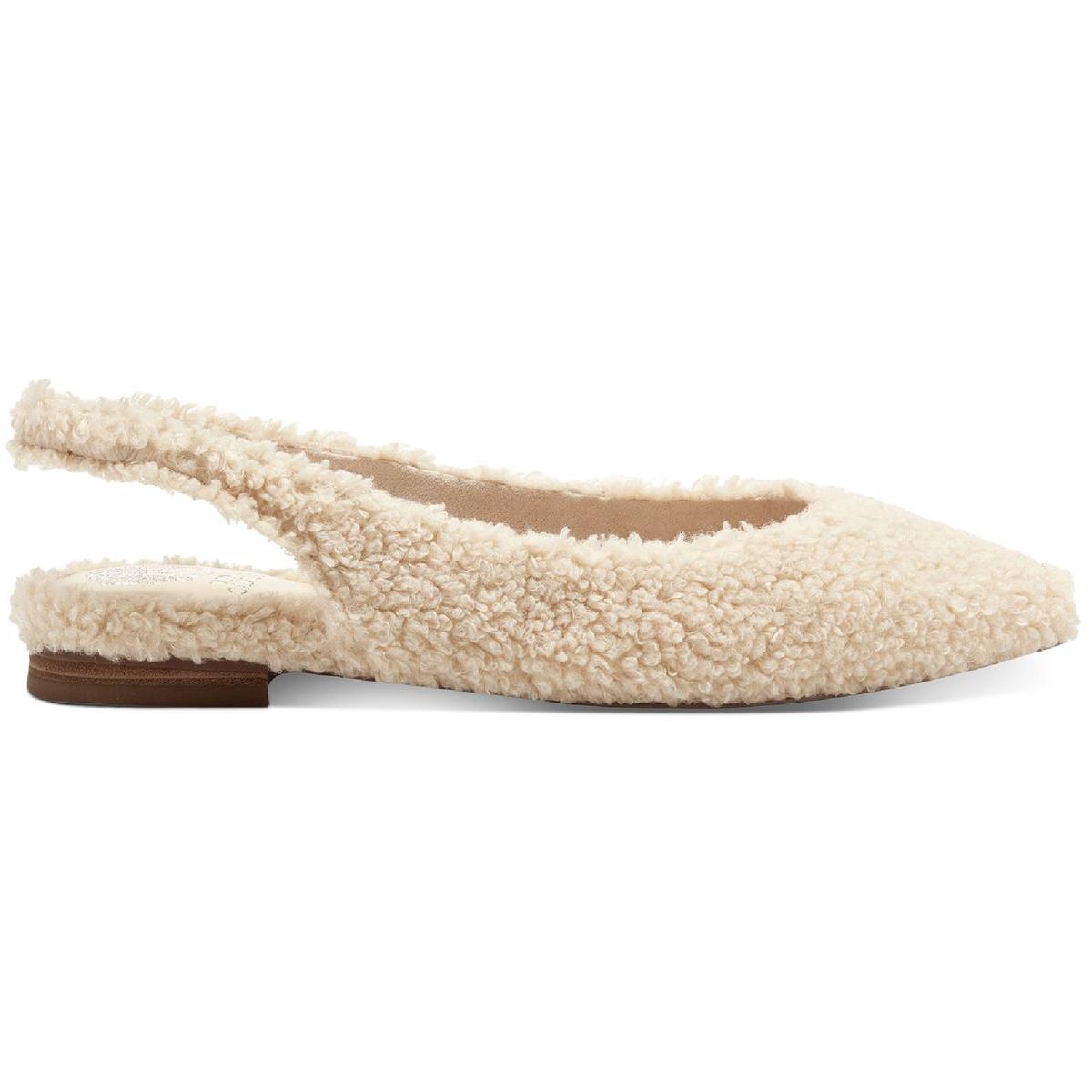 Presnue Womens Faux Fur Slip On Slingbacks