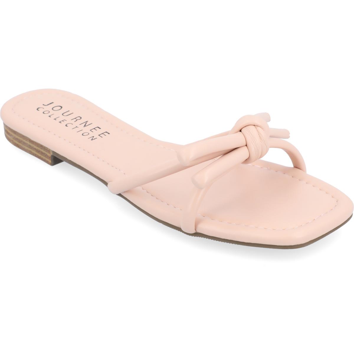 Womens Faux Leather Slip On Flatform Sandals 9 Medium Pink