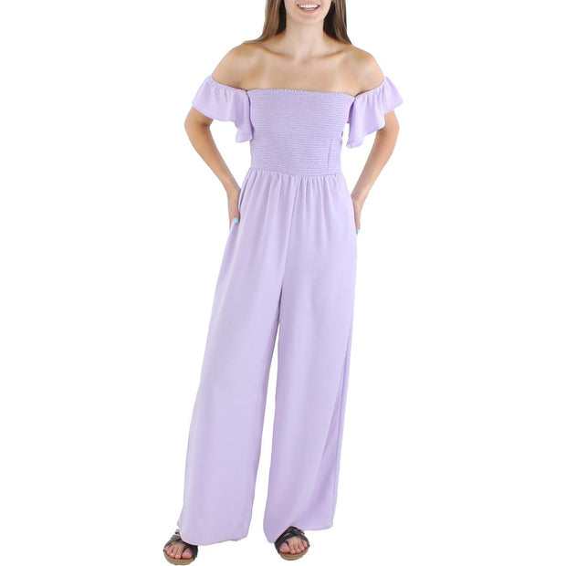 Womens Ruched Wide Leg Jumpsuit
