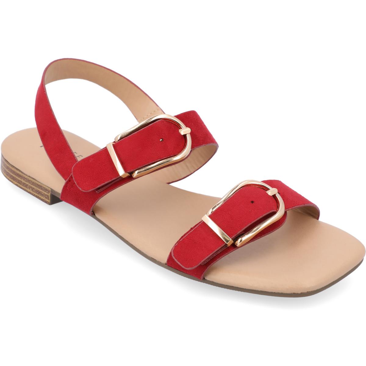 Twylah Womens Buckle Faux Suede Slingback Sandals 8.5 Medium Red