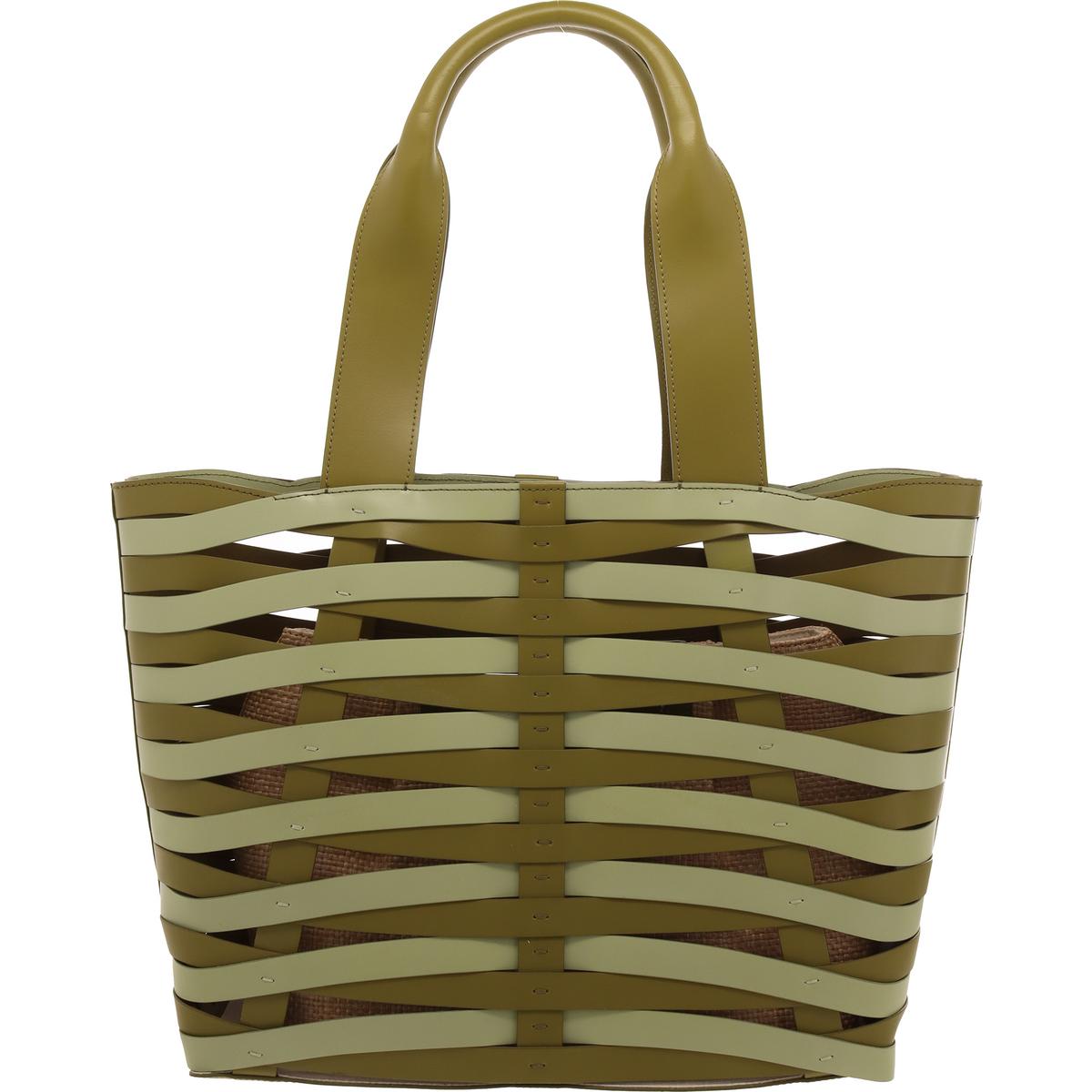 Cecil Womens Unlined Leather Tote Handbag Large Avocado Seafoam