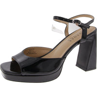 Ziarre Womens Patent Ankle Strap Platform Sandals Black