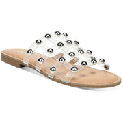 Pecanna Womens Faux Leather Open Toe Flat Sandals