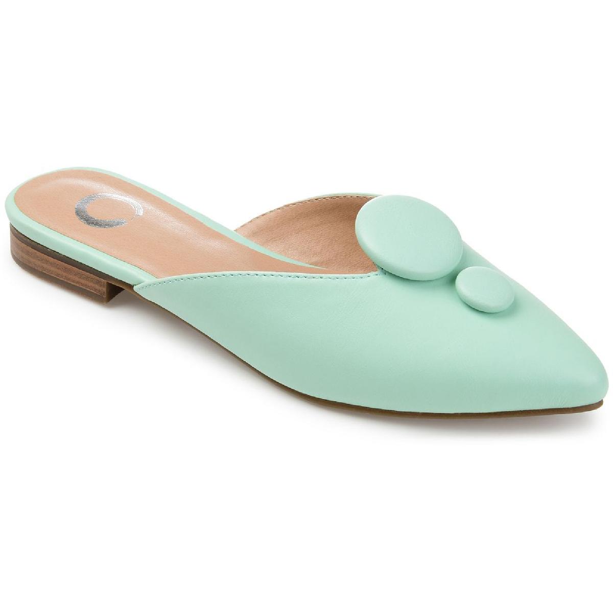 Mallorie Womens Embellished Faux Leather Mules