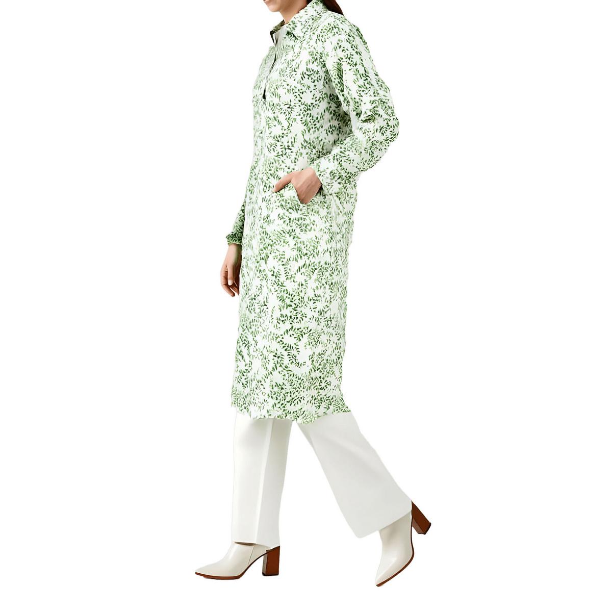 Womens Floral Print Long Raincoat