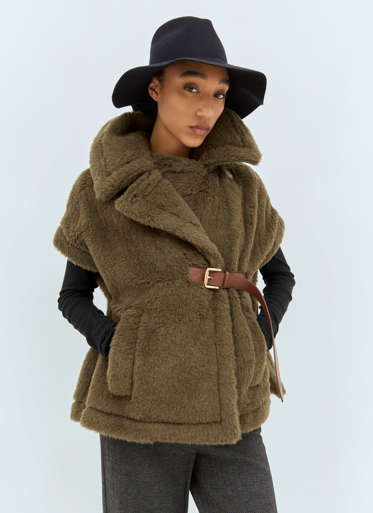 Max Mara Women Felt Wool Wide Brim Hat