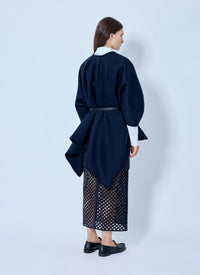Max Mara Women Belted Wrap Poncho With Cut-Out Skirt