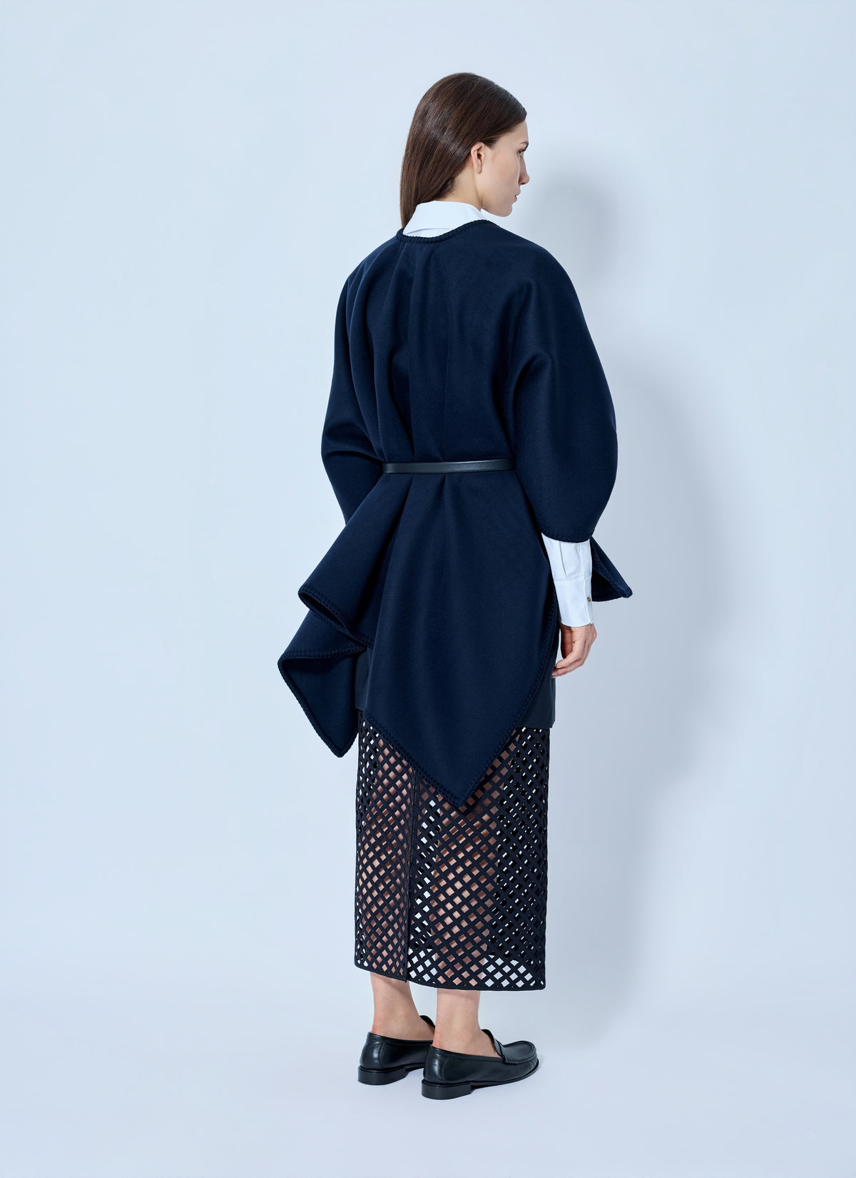 Max Mara Women Belted Wrap Poncho With Cut-Out Skirt