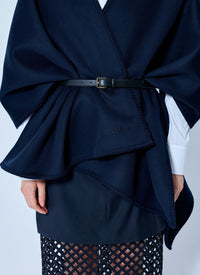Max Mara Women Belted Wrap Poncho With Cut-Out Skirt