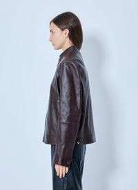 'S Max Mara 'S Max Mara Women High-Collar Leather Jacket
