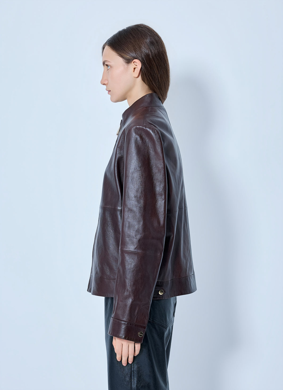'S Max Mara 'S Max Mara Women High-Collar Leather Jacket