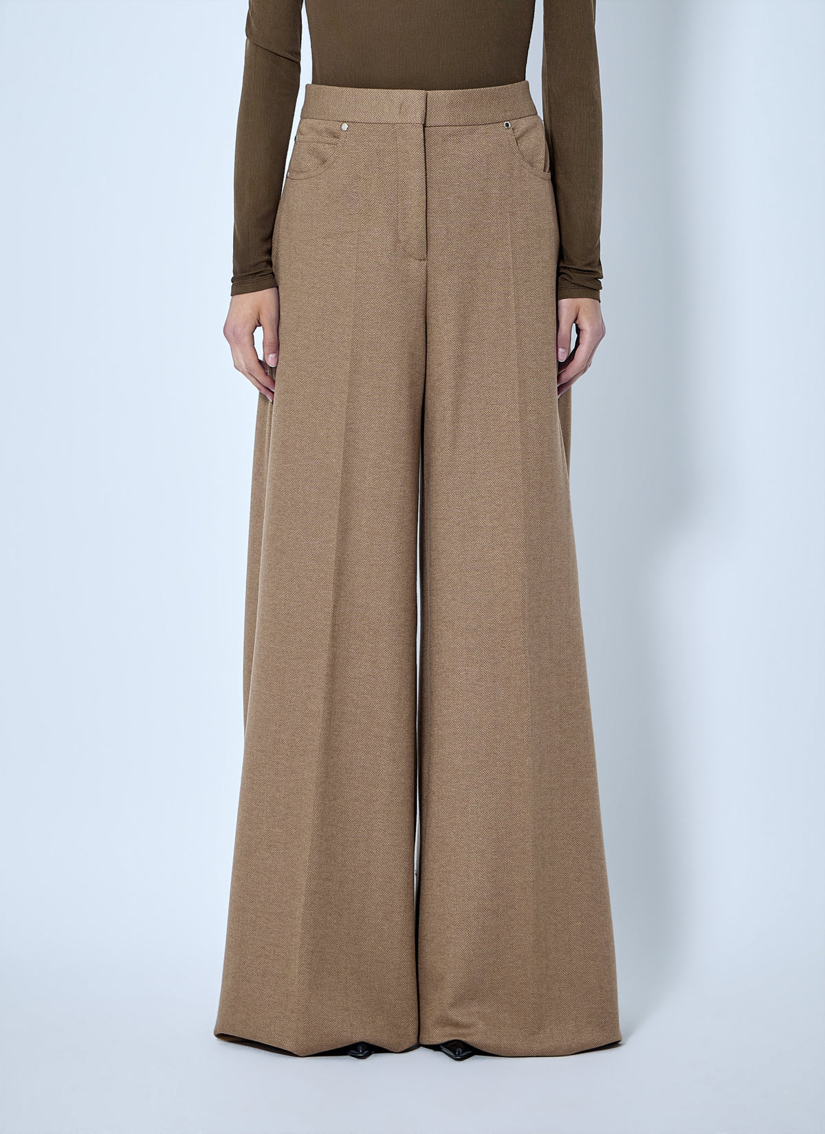 Max Mara Women Herringbone Wide-Leg Trousers