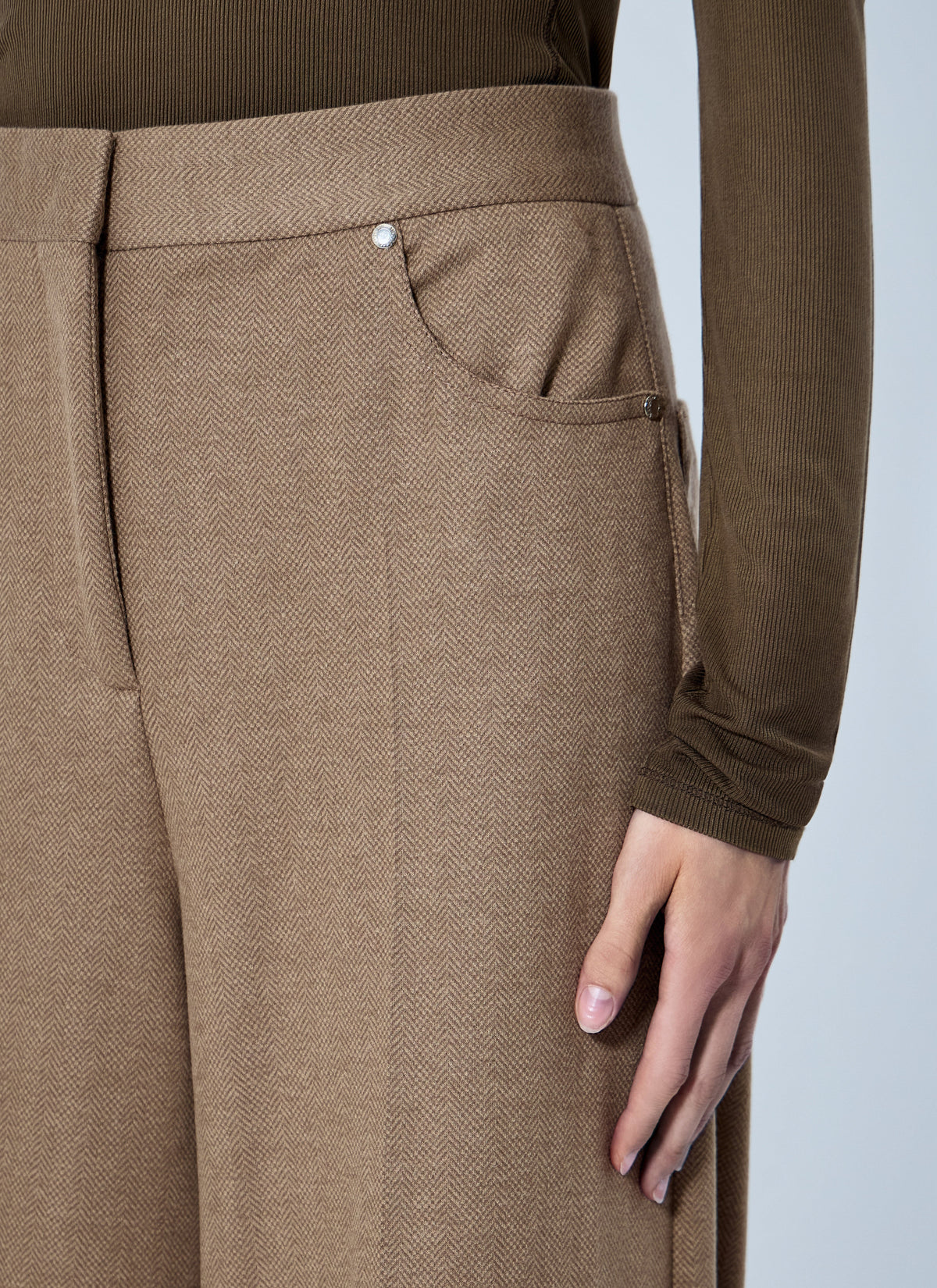 Max Mara Women Herringbone Wide-Leg Trousers