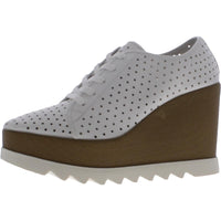 Unfazed Womens Faux Leather Lifestyle Wedge Heels 10 Medium White
