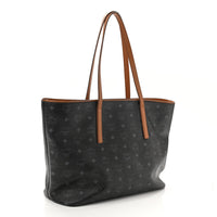MCM Black Monogram Visetos Medium Shopper Tote Bag