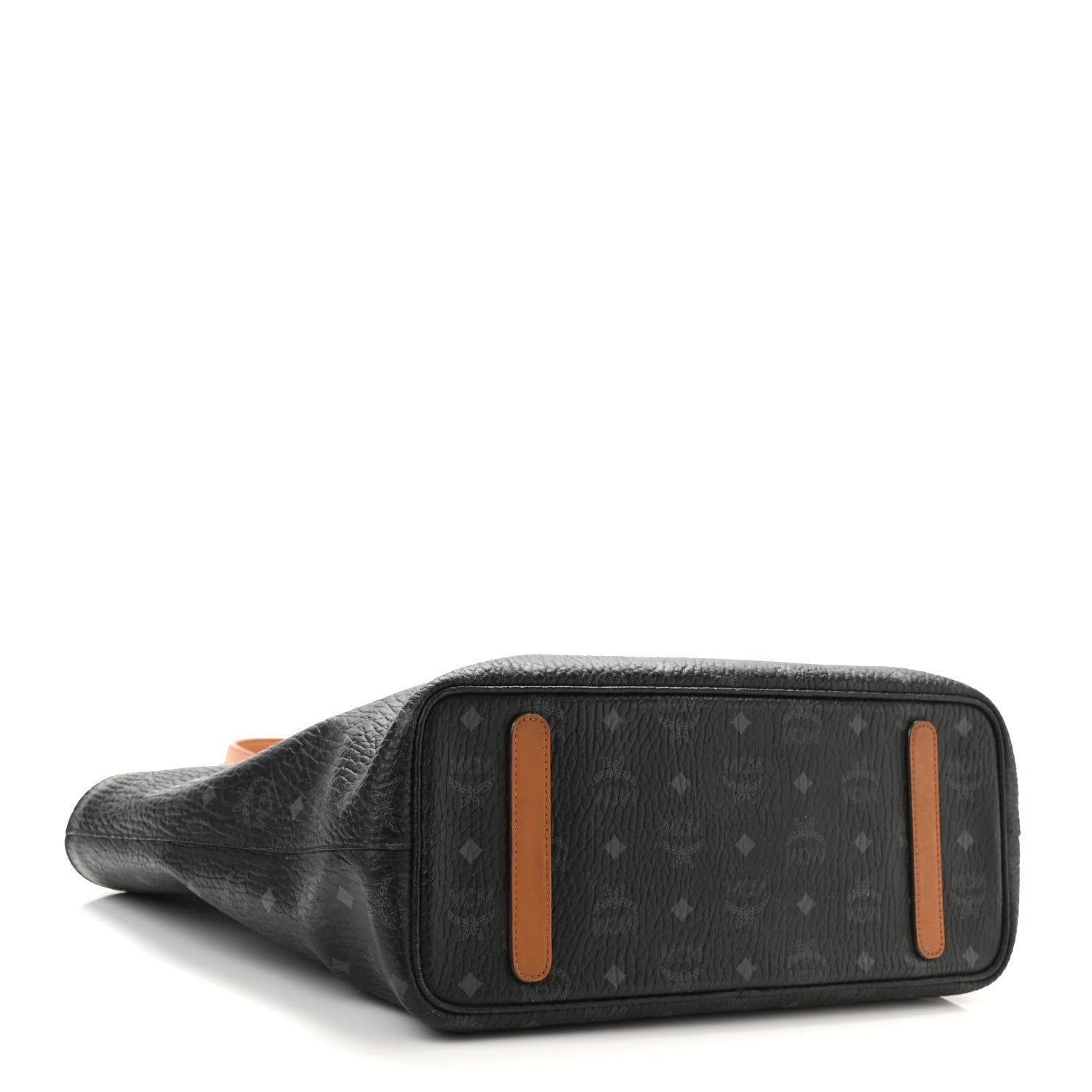 MCM Black Monogram Visetos Medium Shopper Tote Bag