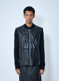 Moncler + Rick Owens Men Geocamo Flight Leather Hooded Gilet