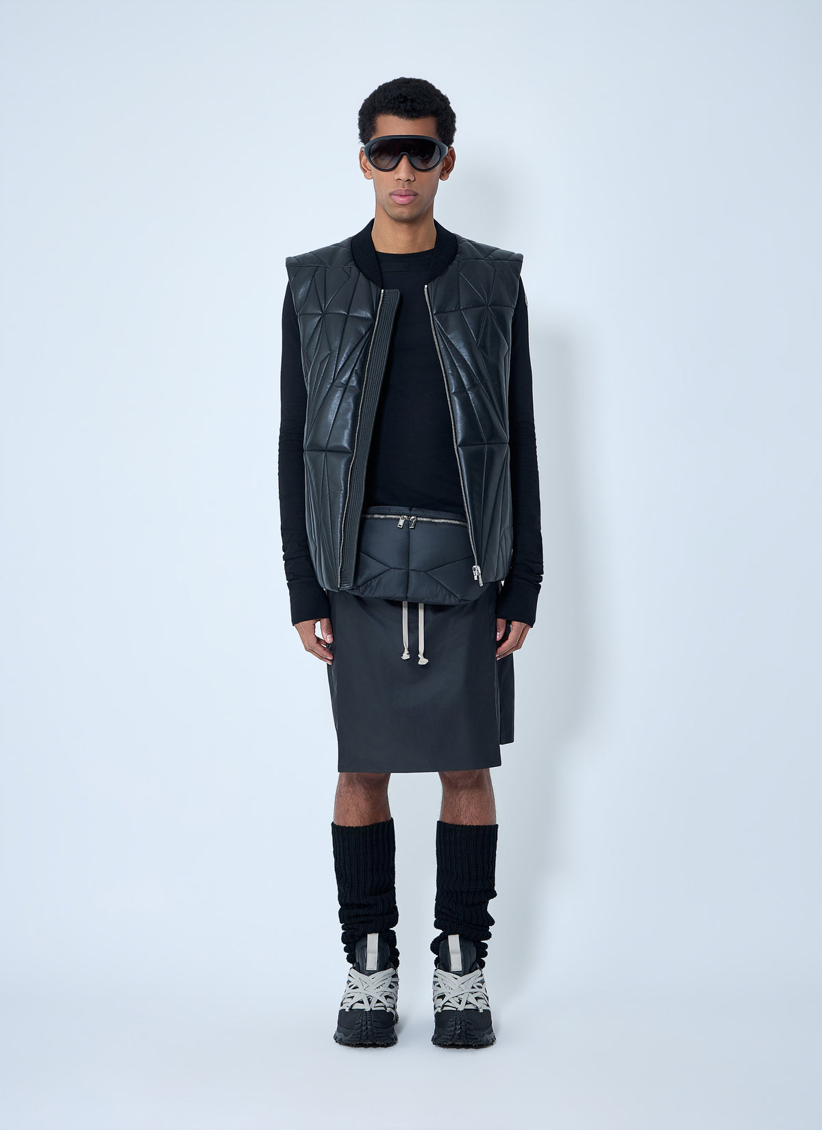 Moncler + Rick Owens Men Geocamo Flight Leather Hooded Gilet