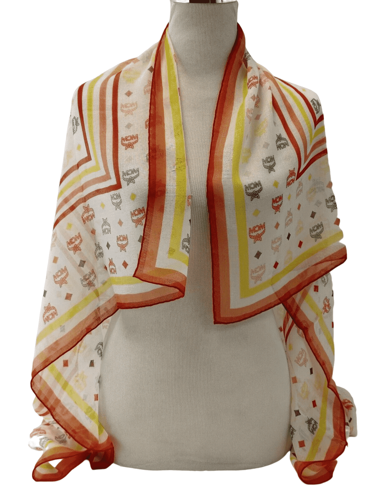 MCM White/Rainbow Logo Silk/Modal Jacquard Scarf